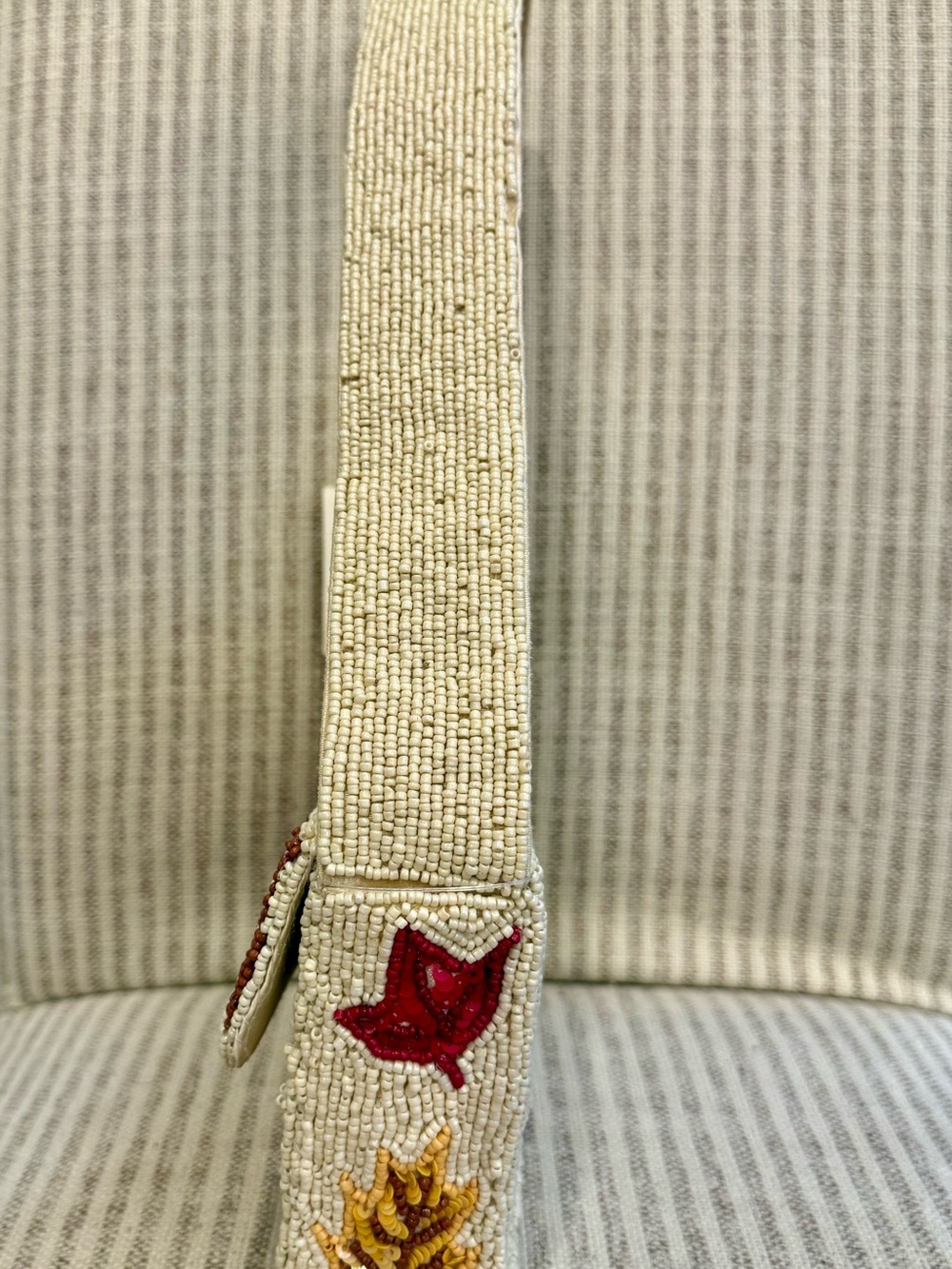 Sol and Mer Cream Beaded Shoulder Bag with Floral Leaf Embroidery #Fall #leaves - Picture 5 of 8